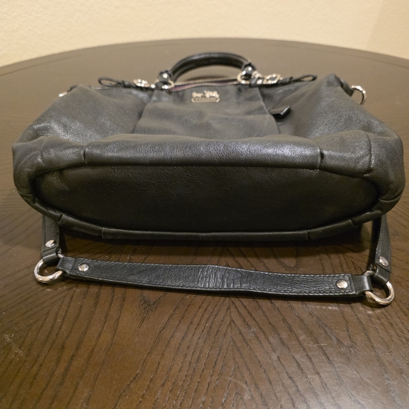 Coach Black Leather Satchel with Signature Charm